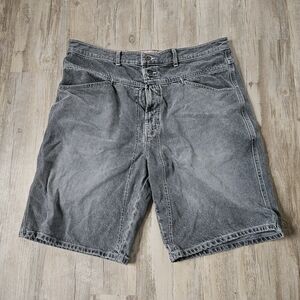 Marithe Francois Girbaud Men's Washed Gray Denim Jean Shorts Waist 42 Baggy